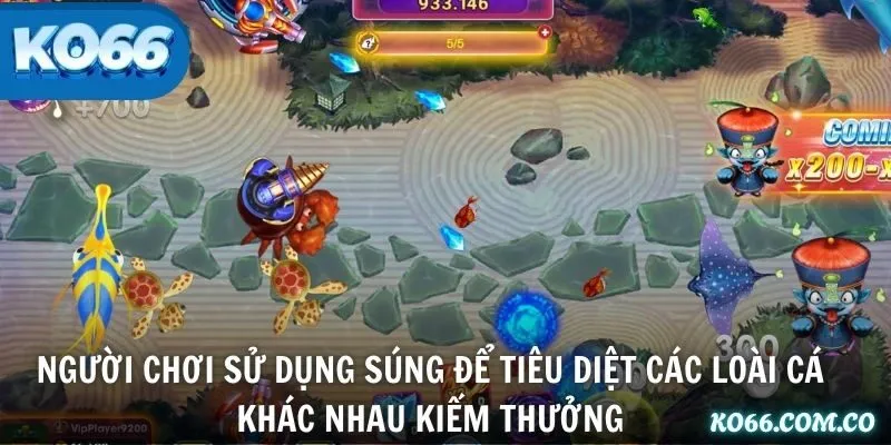 Người chơi sử dụng súng để tiêu diệt các loài cá khác nhau kiếm thưởng